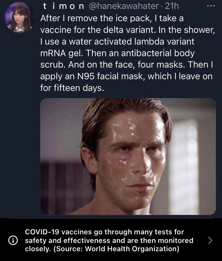 Meme about covid, prominently flagged as misinformation.